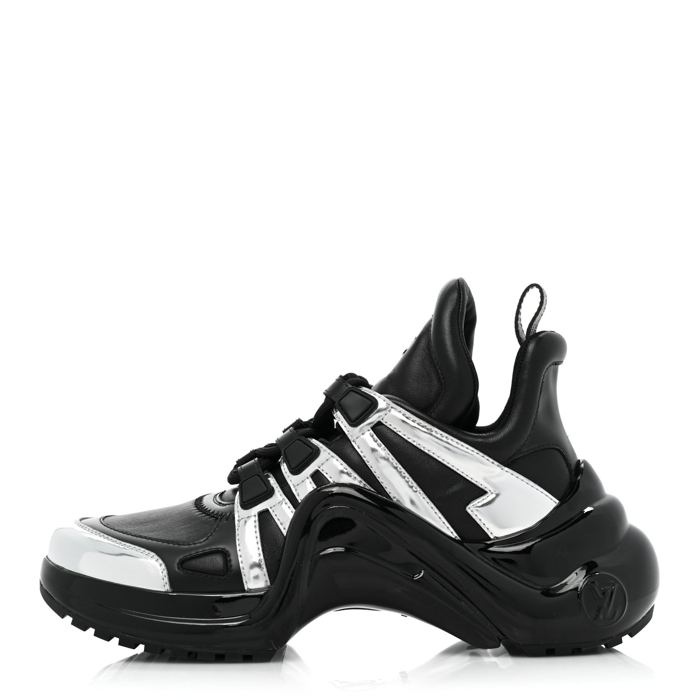 Calfskin Metallic Monogram LV Archlight Sneakers 36.5 Black Silver