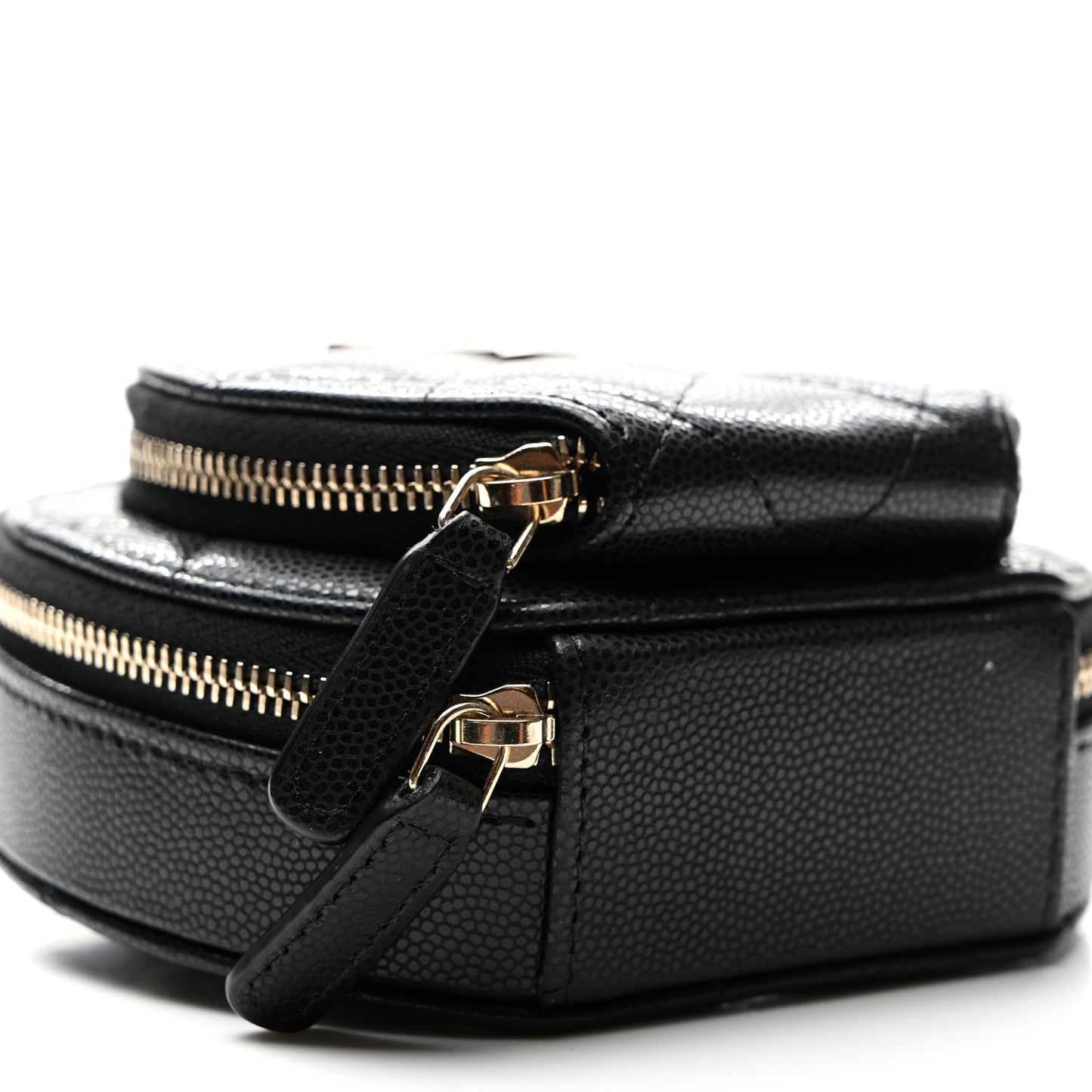 Caviar Quilted Round Coco Clutch With Chain Black