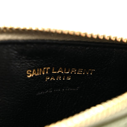 Saint Laurent Monogram Grain de Poudre 5 Fragments Zip Pouch Card Holder Light Sage 6 of 10