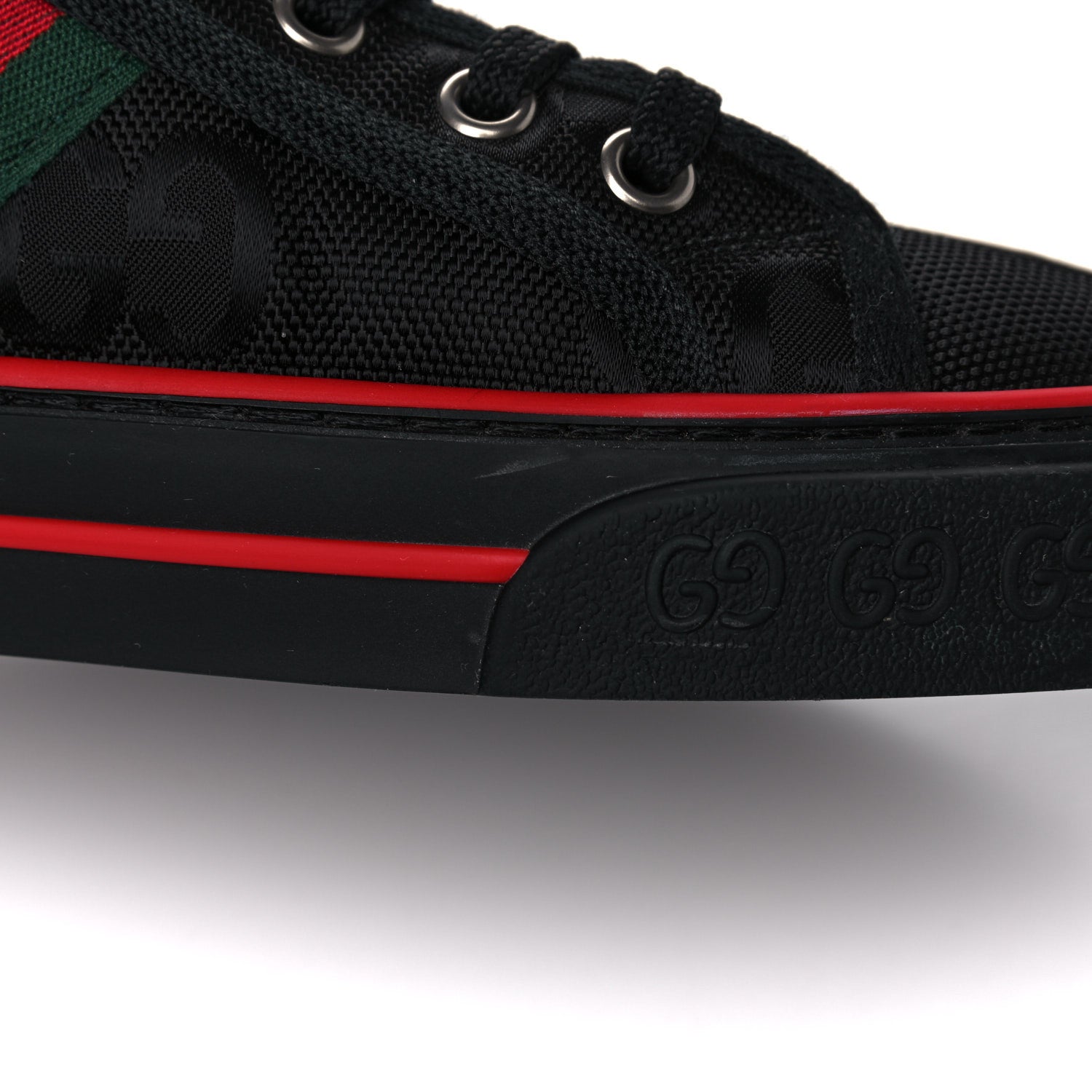 Gucci Econyl Nylon Web Monogram Off The Grid Womens 1977 Tennis High Top Sneakers 39.5 Black 13 of 15