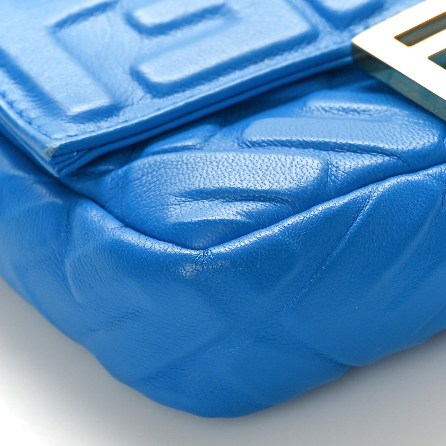 Nappa FF 1974 Embossed Mini Baguette Blue Royal