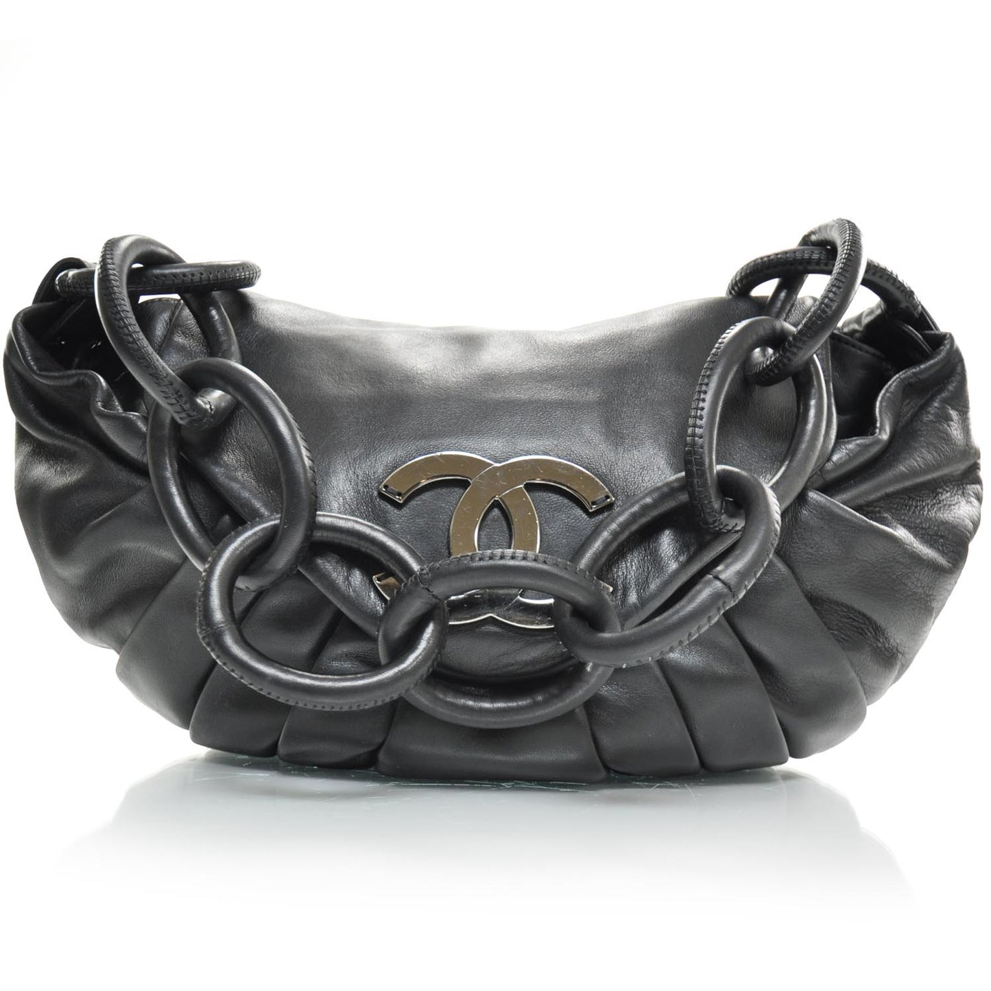 Lambskin Pleated Flap Bag Black