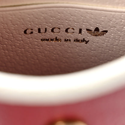 Gucci X ADIDAS Textured Dollar Calfskin Trefoil Embossed Phone Crossbody Bag Hibiscus Red Off White 6 of 10