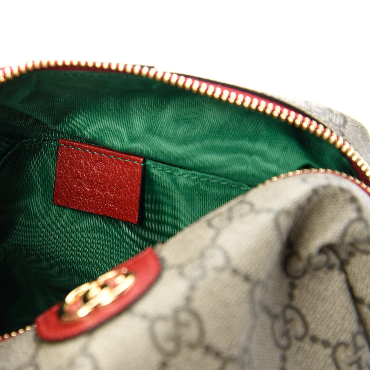 Soft GG Supreme Monogram Calfskin Medium Ophidia Cosmetic Case Beige Ebony Hibiscus Red