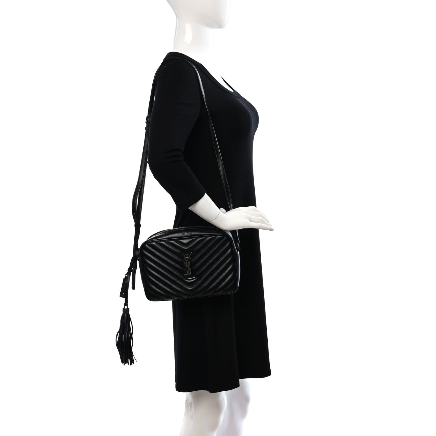 Calfskin Matelasse Monogram Lou Camera Bag Black