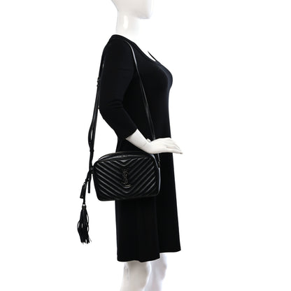 Saint Laurent Calfskin Matelasse Monogram Lou Camera Bag Black 2 of 9