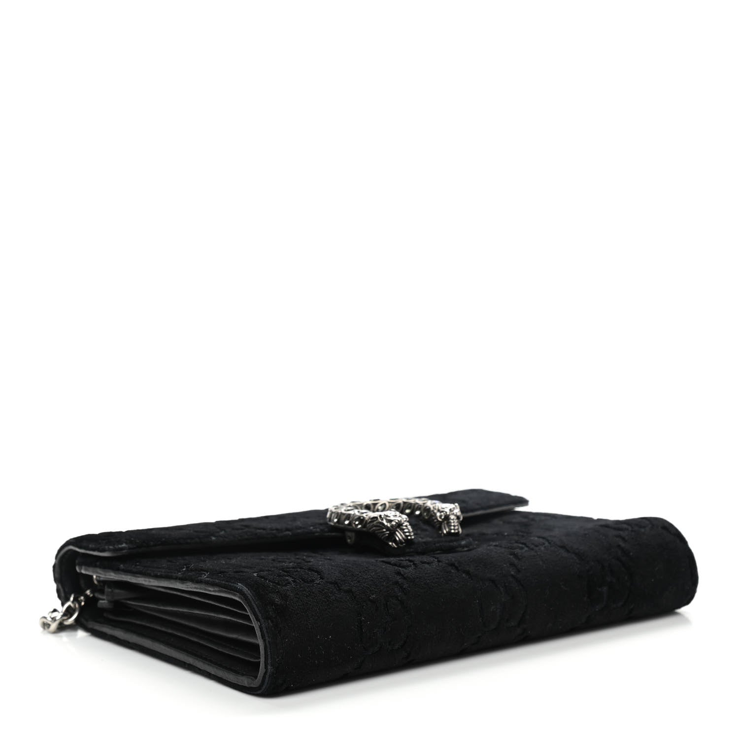 Gucci Velvet GG Monogram Mini Dionysus Chain Wallet Black 4 of 14