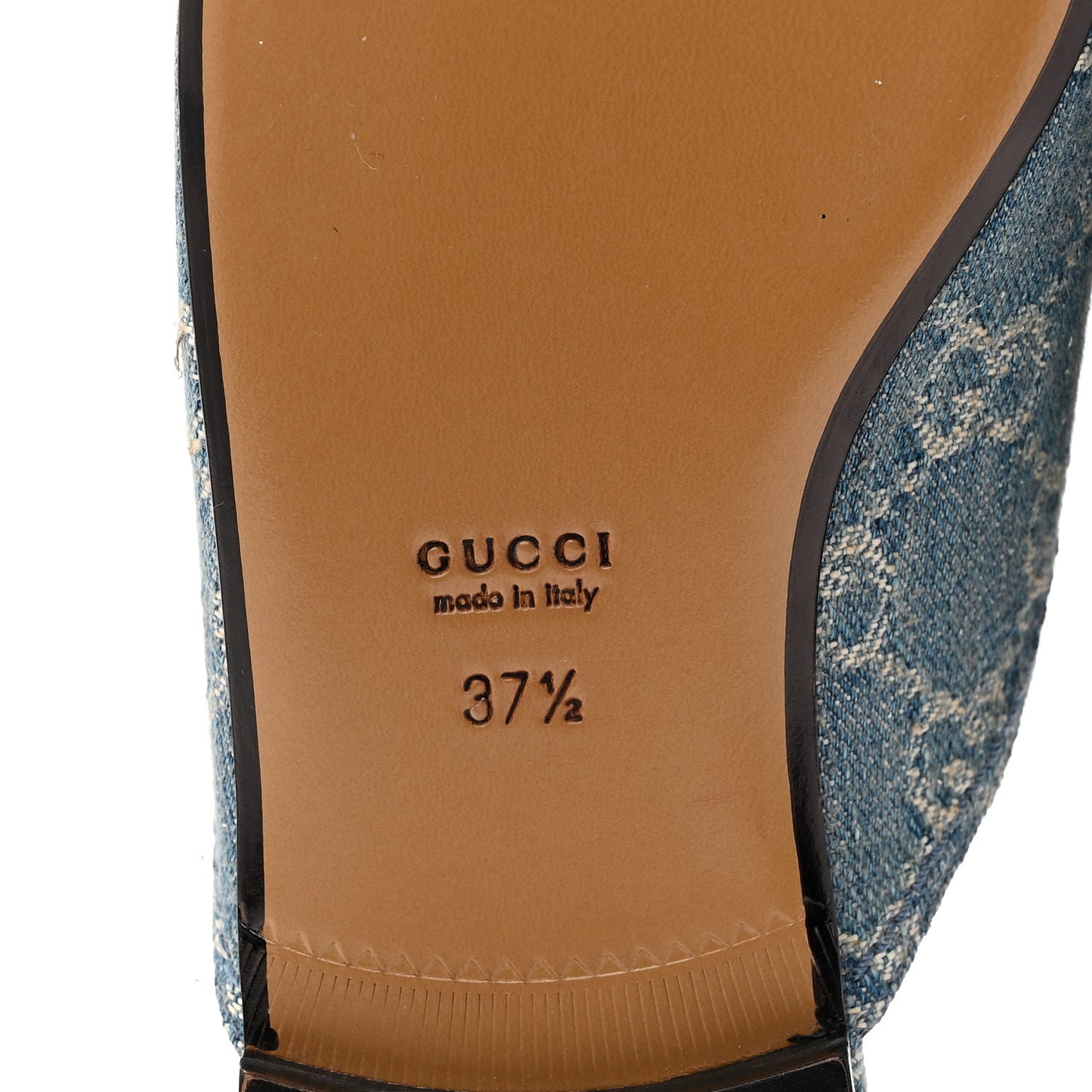 New Denim GG Malaga Kid Womens Princetown Slippers 37.5 Light Blue Royale