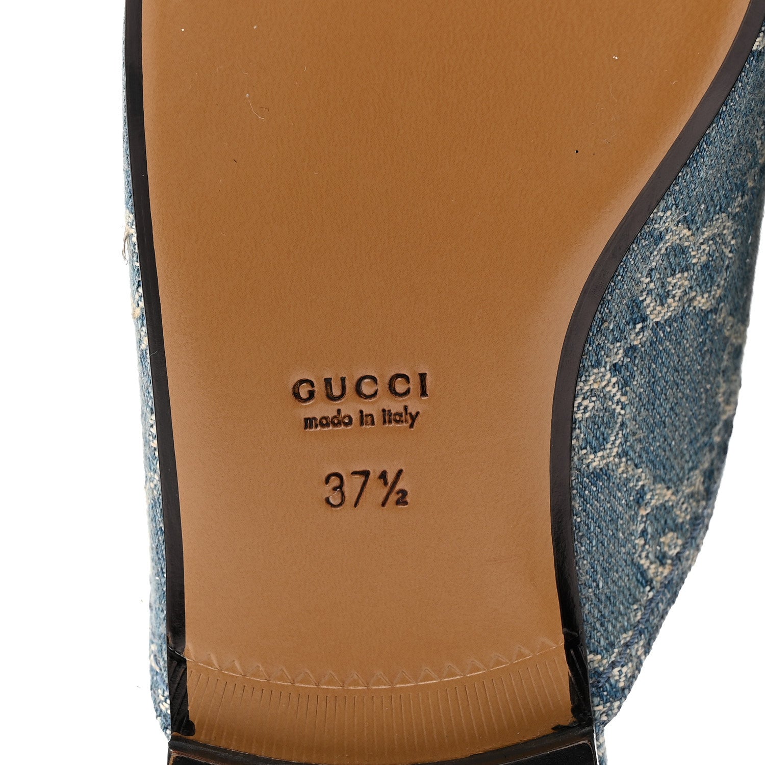 Gucci New Denim GG Malaga Kid Womens Princetown Slippers 37.5 Light Blue Royale 7 of 10