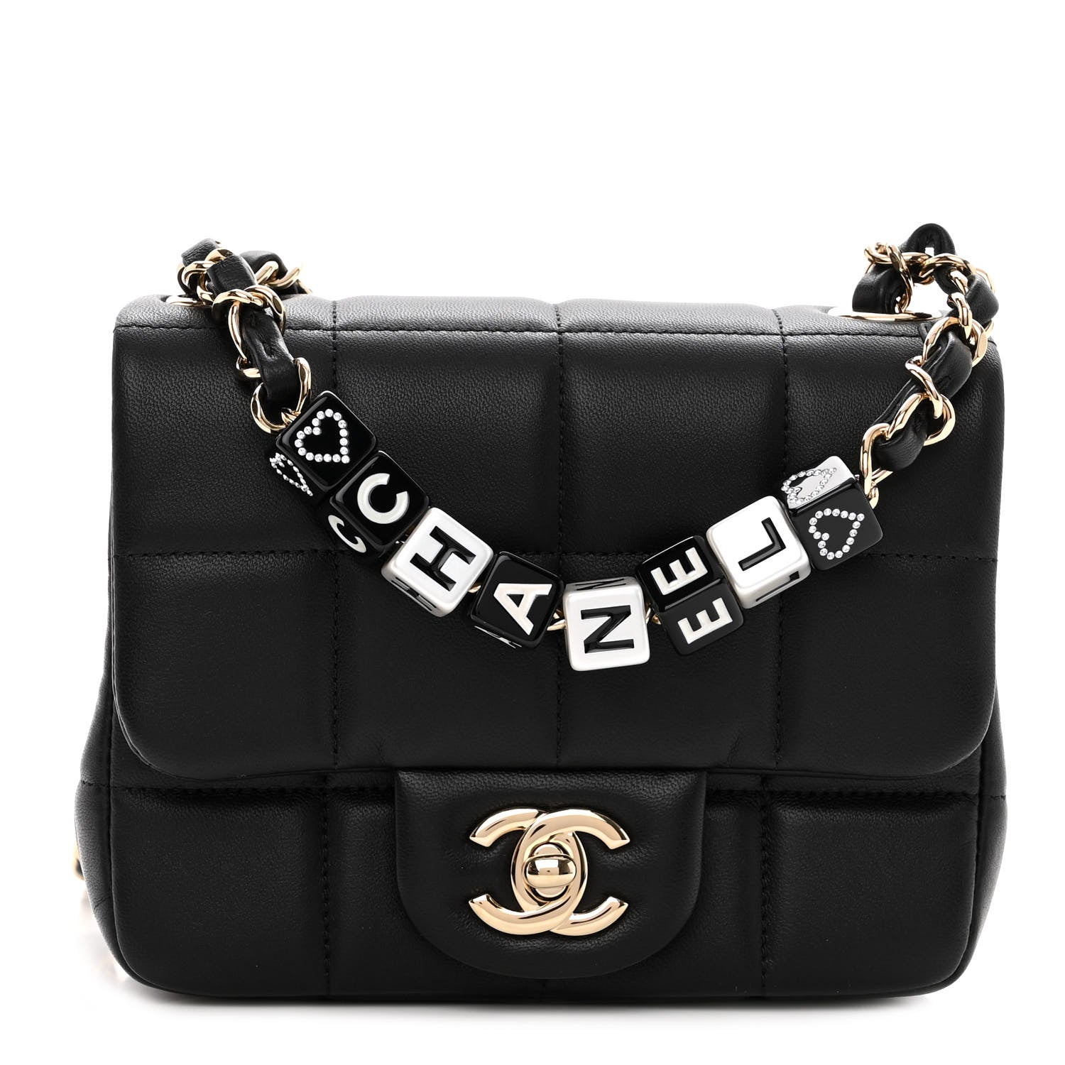 Chanel Lambskin Resin Crystal Square Quilted Mini Monacoco Flap Black 1 of 11