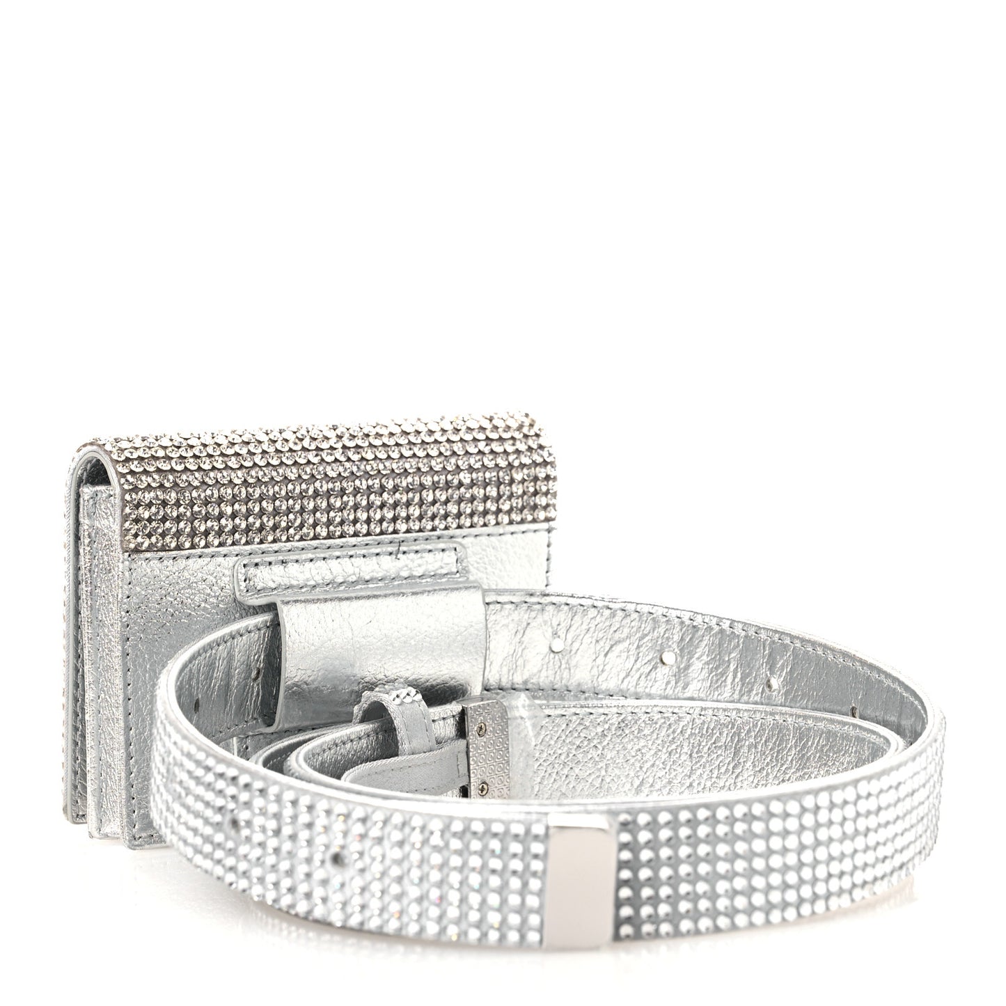 Swarovski Crystal Convertible Belt Bag Silver
