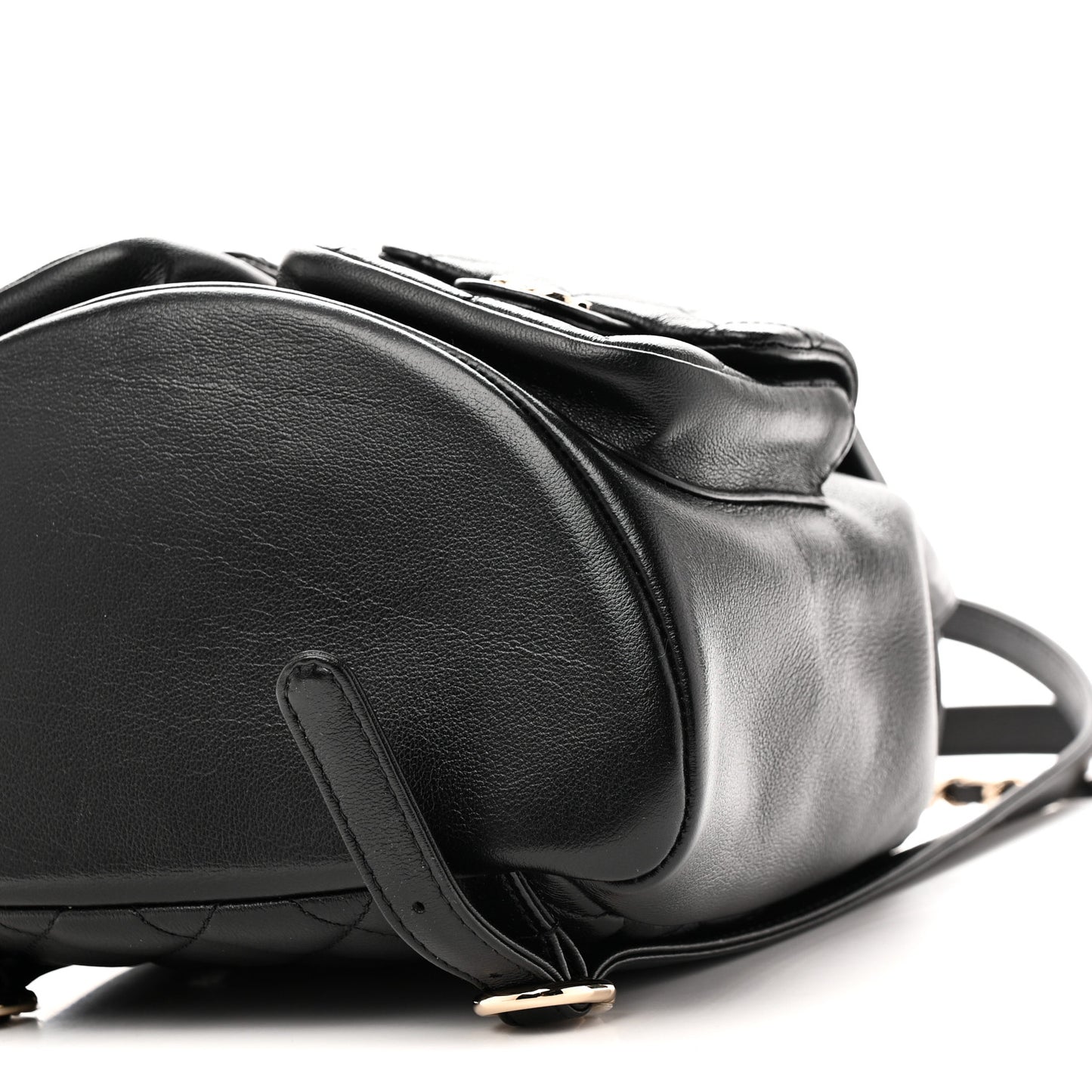 Calfskin Quilted Medium Duma Pockets Drawstring Backpack Black