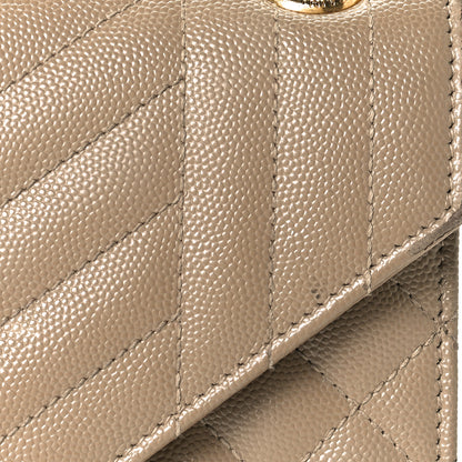 Saint Laurent Grain De Poudre Textured Mixed Matelasse Medium Triquilt Monogram Satchel Latte Cream 10 of 13