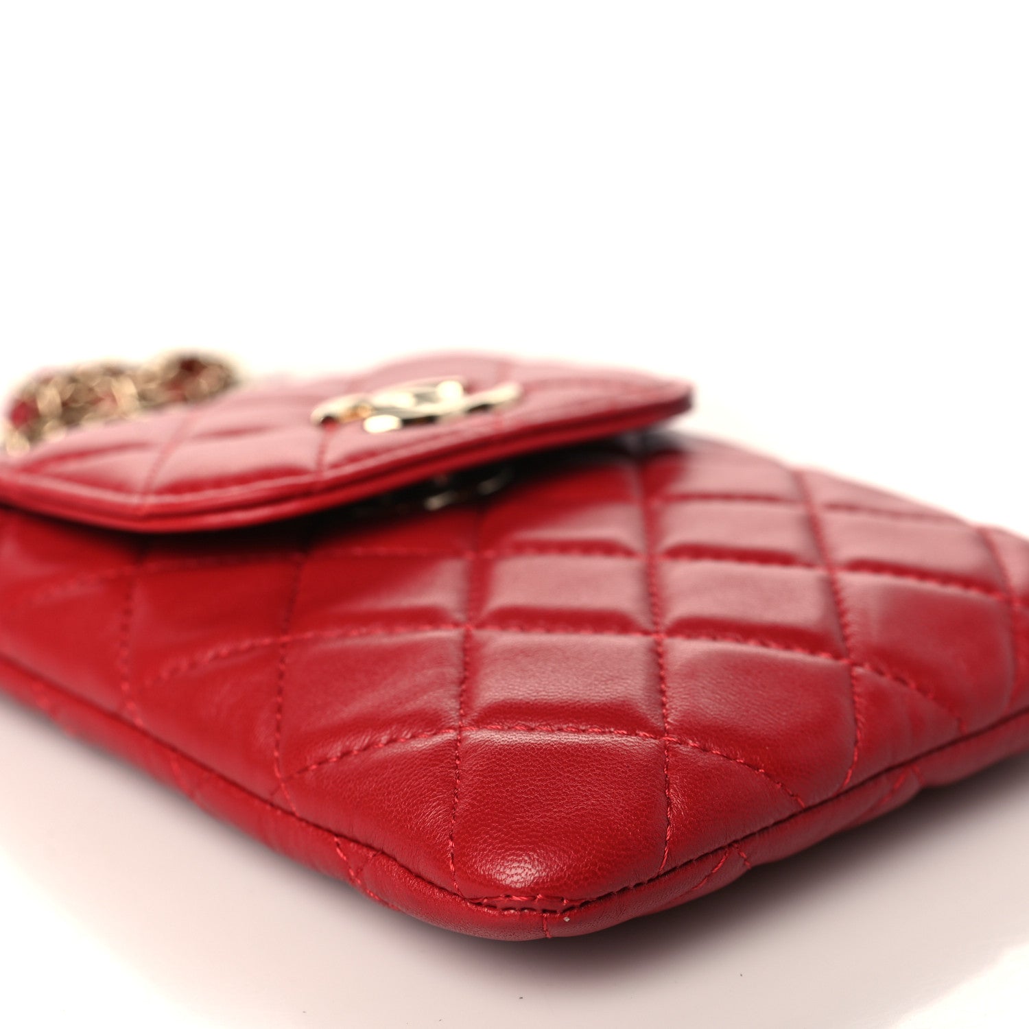Chanel Lambskin Quilted CC Phone Holder Red 9 of 10