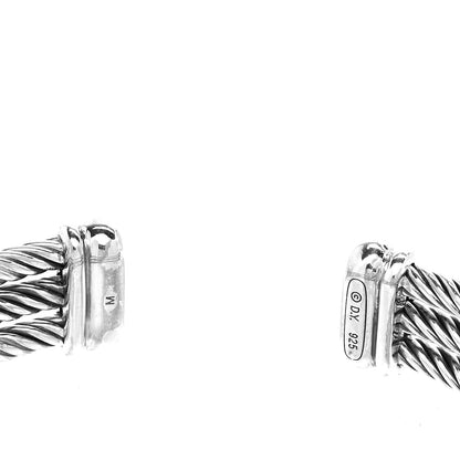 David Yurman Sterling Silver Diamond Peridot Green Tourmaline Three Row Confetti Cuff Bracelet 4 of 4