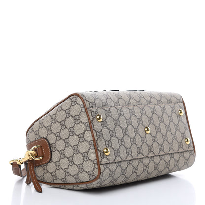 Gucci GG Supreme Monogram Floral Embroidered Small Boston Brown 4 of 11