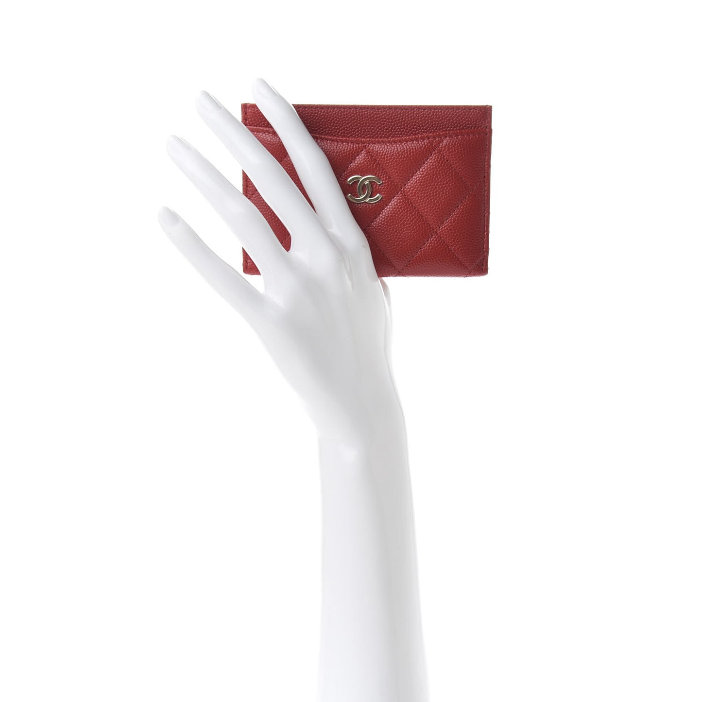 Caviar Quilted Card Holder Red