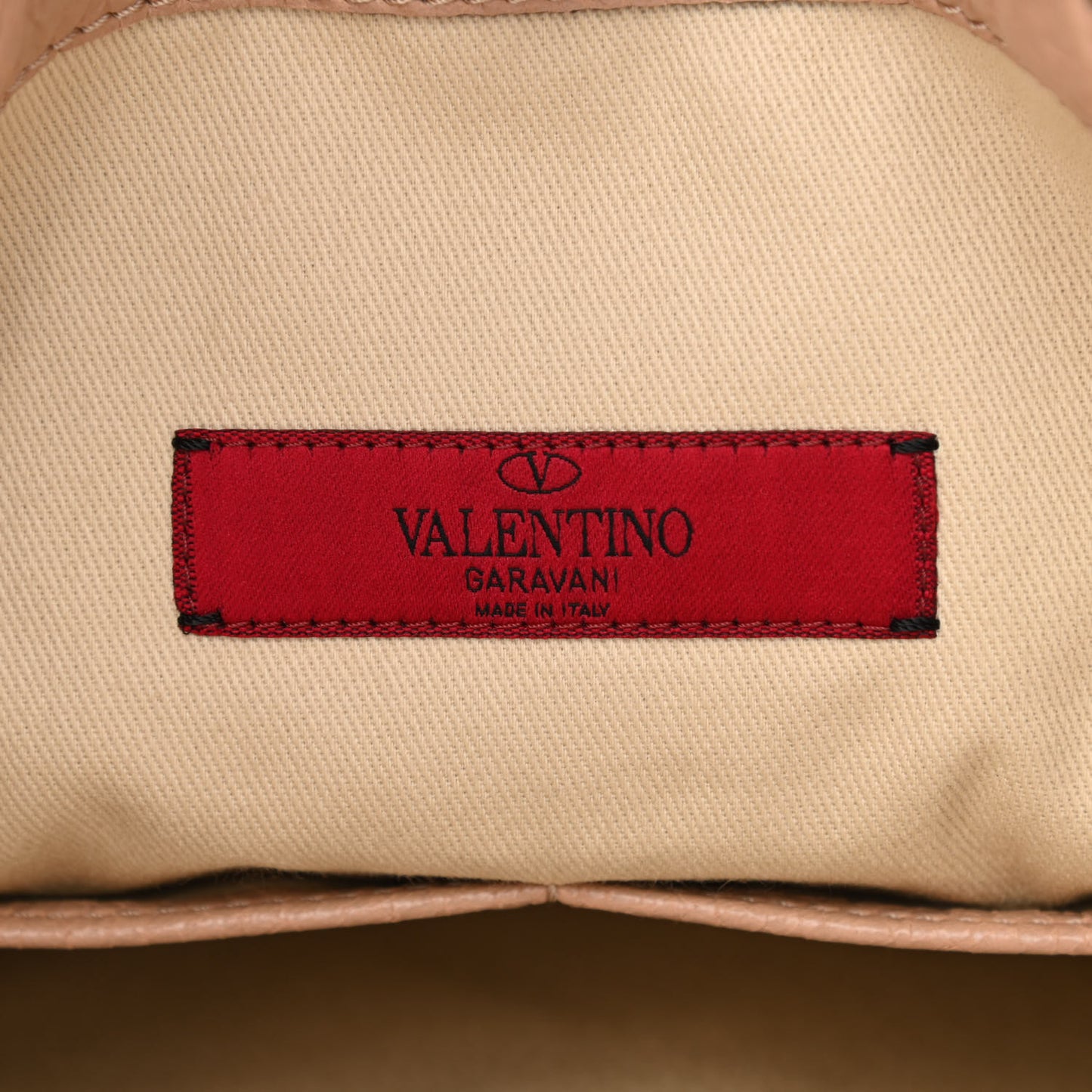 Craquele Nappa Rockstud Tote Bag Camel Rose