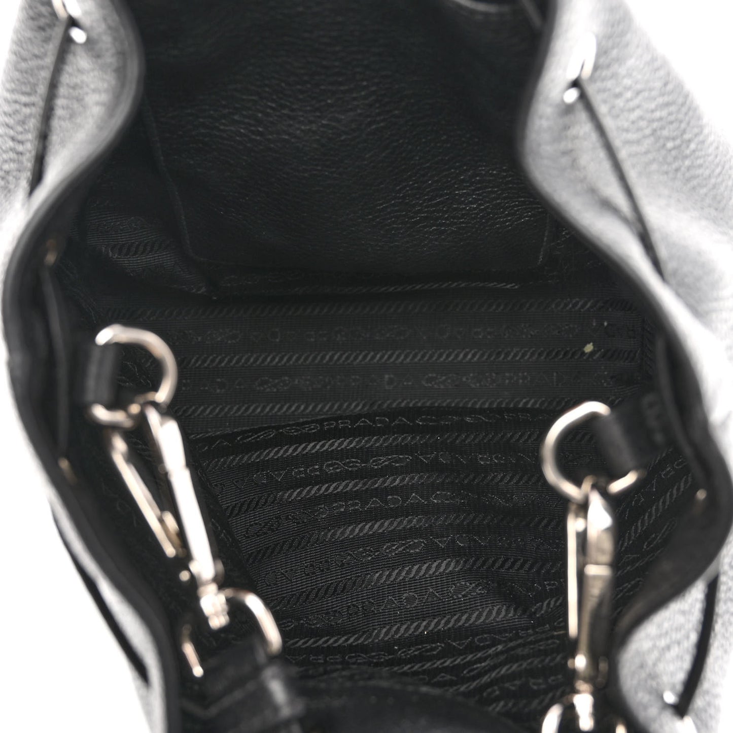 Vitello Daino Drawstring Bucket Black