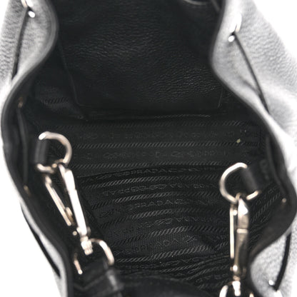 Prada Vitello Daino Drawstring Bucket Black 4 of 10