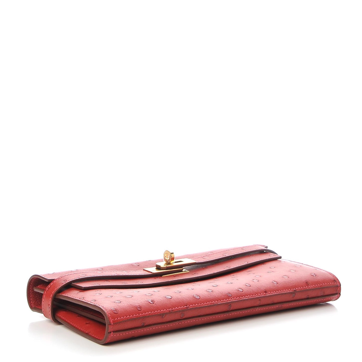 Ostrich Kelly Longue Wallet Rouge Vif