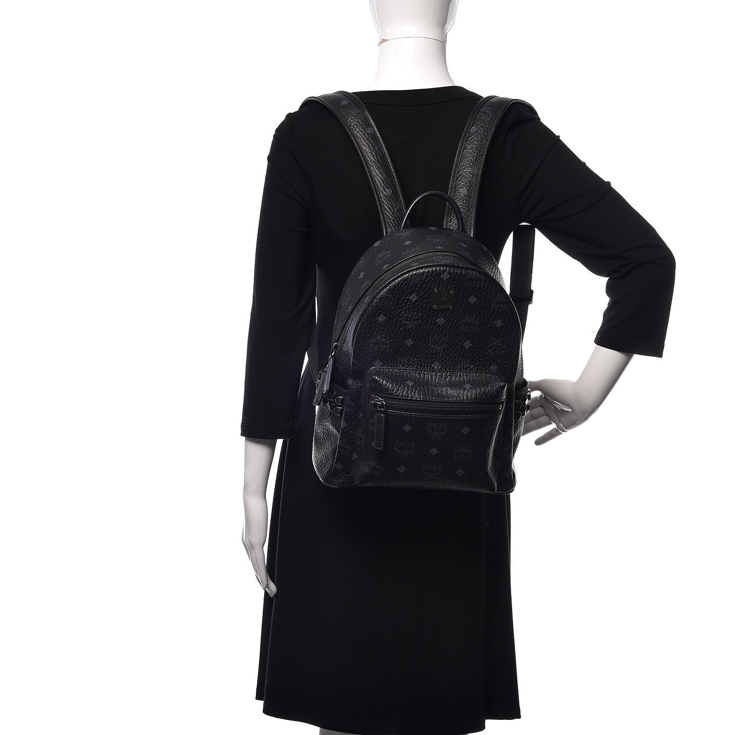 MCM Visetos Small Side Stud Stark Backpack Black 2 of 10