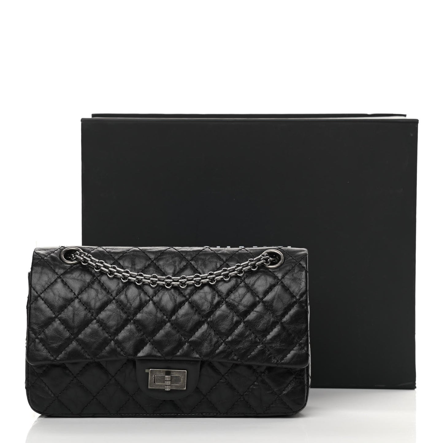Aged Calfskin Quilted 2.55 Reissue 225 Flap Black