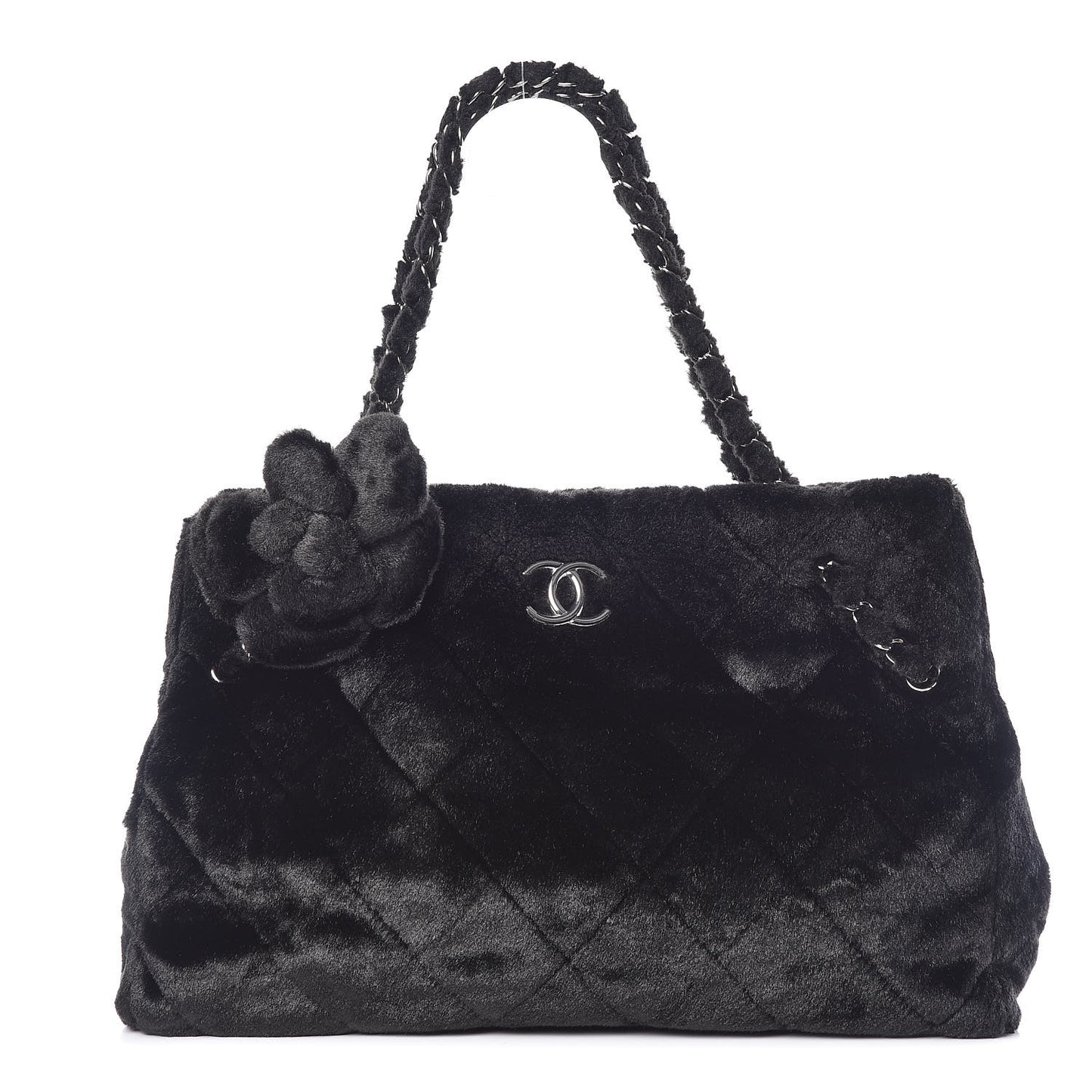 Fantasy Fur Quilted Camellia Tote Black