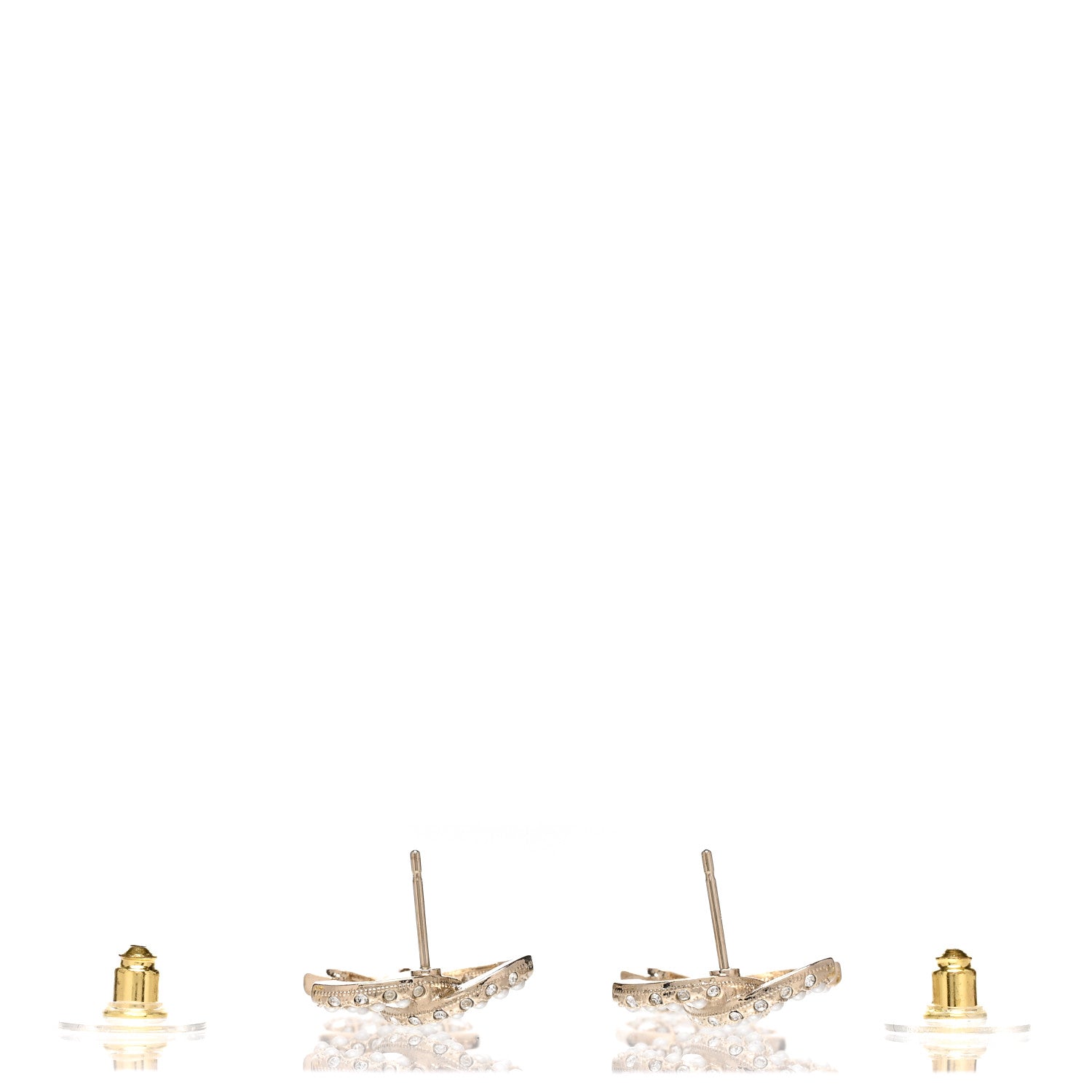 Chanel Pearl Baguette Crystal CC Drop Earrings Gold 3 of 5