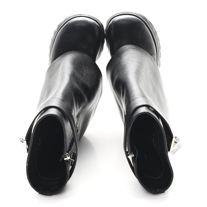 Givenchy Grained Calfskin Shark Lock Biker Ankle Boots 38 Black 2 of 10