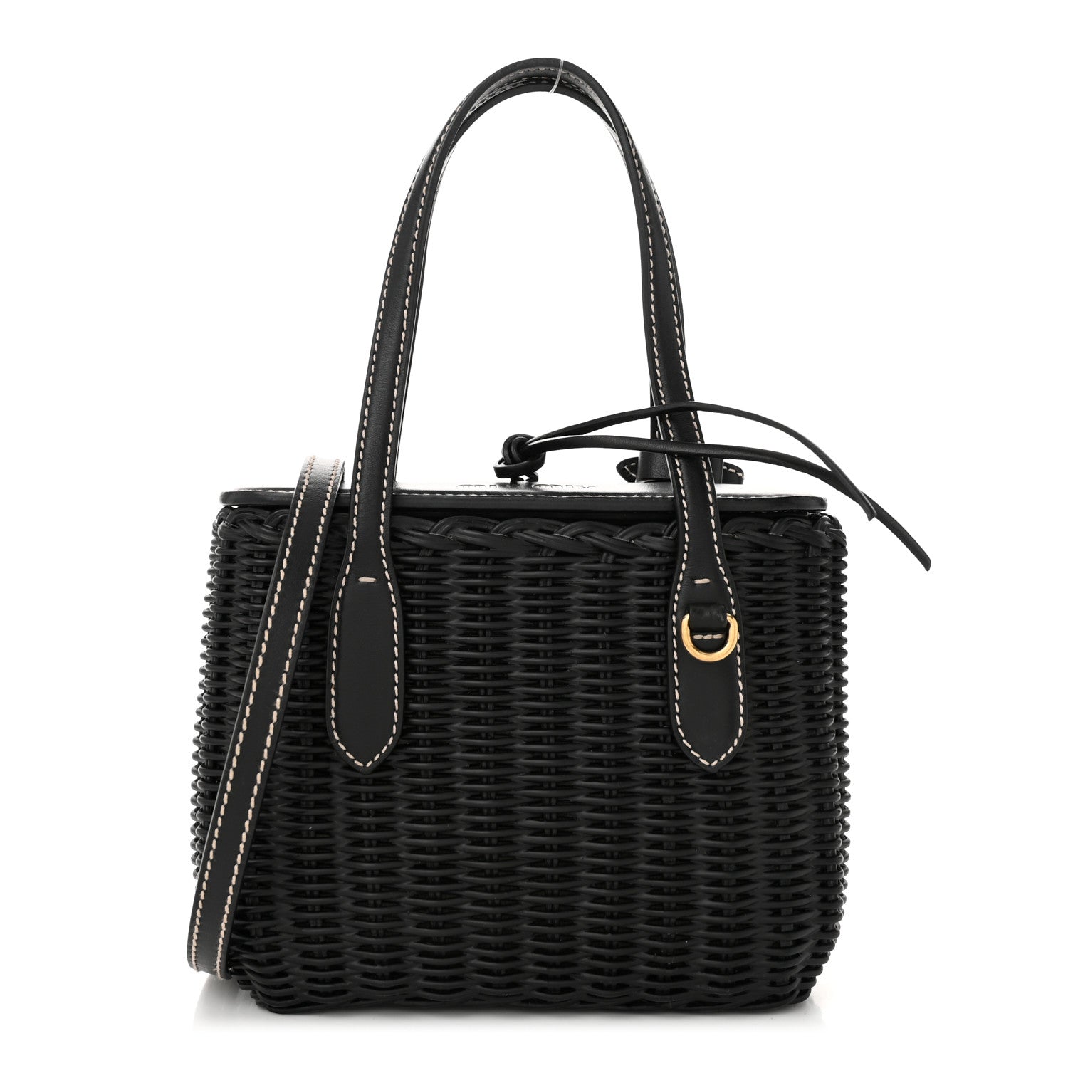 Miu Miu City Calfskin Wicker Midollino Crossbody Bag Black 1 of 7