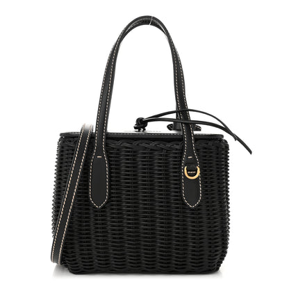 Miu Miu City Calfskin Wicker Midollino Crossbody Bag Black 1 of 7