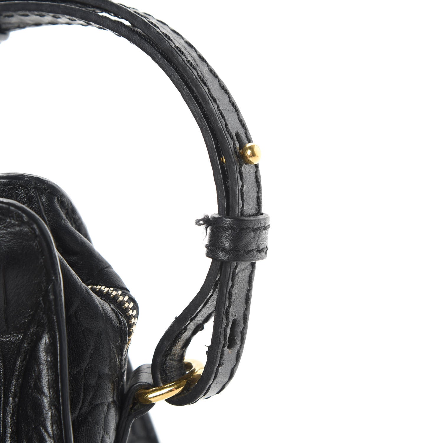 Alexander McQueen Calfskin Crocodile Embossed Mini Skull Padlock Zip Around Tote Black 12 of 17