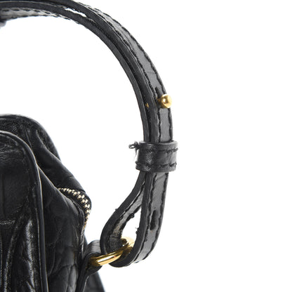 Alexander McQueen Calfskin Crocodile Embossed Mini Skull Padlock Zip Around Tote Black 12 of 17