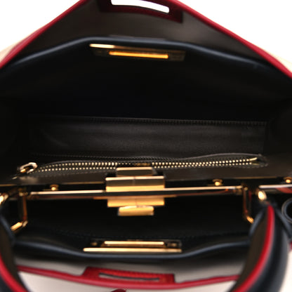 Fendi Vitello Seta Century Nappa Medium Peekaboo Iconic Defender Satchel Black Fragola Maya 7 of 9