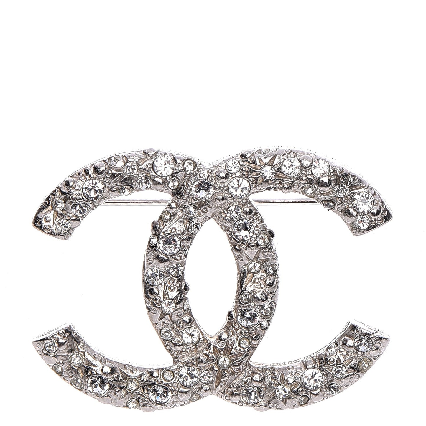 Crystal Large CC Brooch Silver
