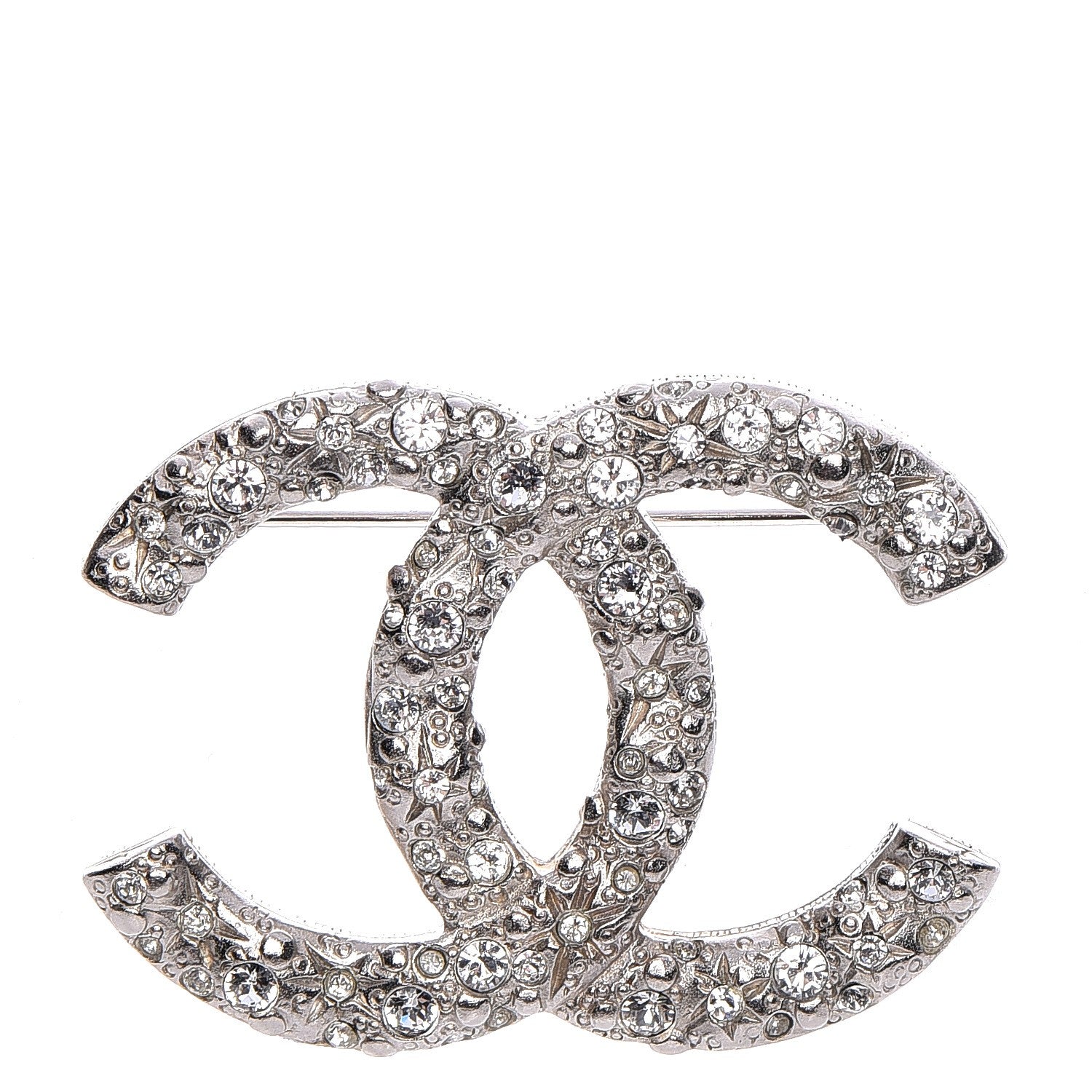 Chanel Crystal Large CC Brooch Silver 1 of 5