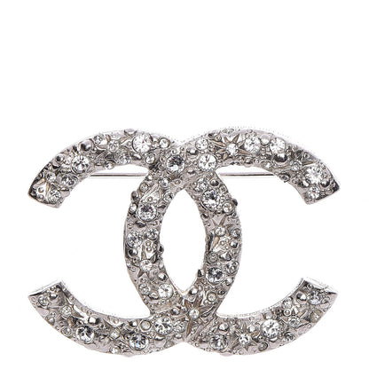 Chanel Crystal Large CC Brooch Silver 1 of 5