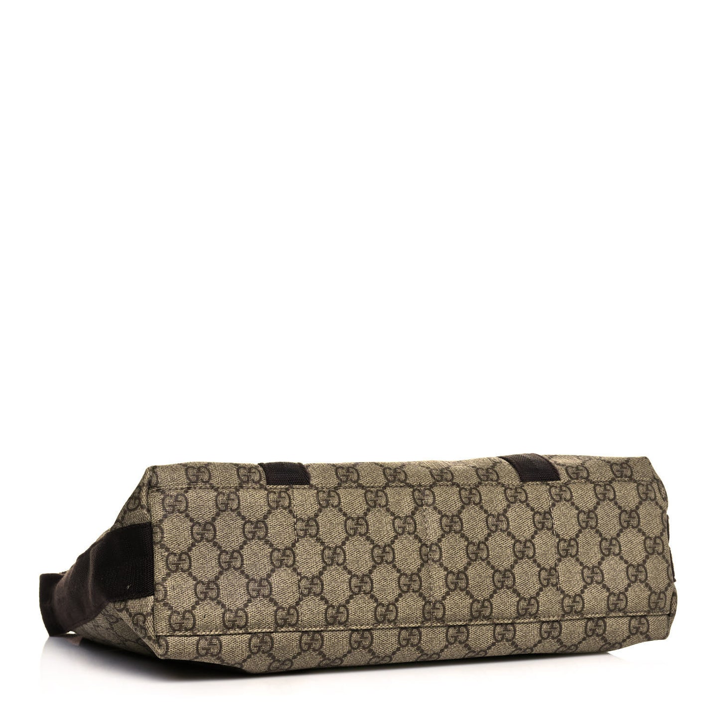 GG Plus Monogram Large Double Buckle Flap Messenger Bag Beige Dark Brown