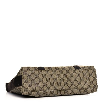 Gucci GG Plus Monogram Large Double Buckle Flap Messenger Bag Beige Dark Brown 3 of 14