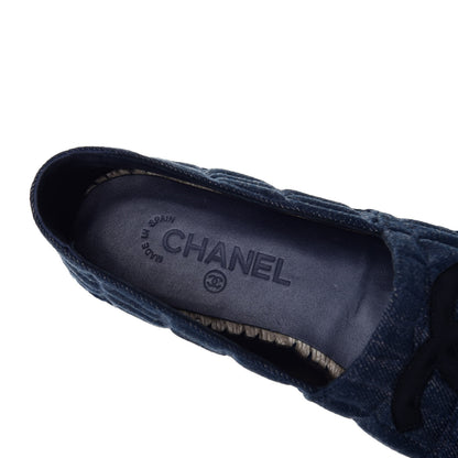 Chanel Denim Toile Embossed CC Espadrilles 40 Blue Black 7 of 8