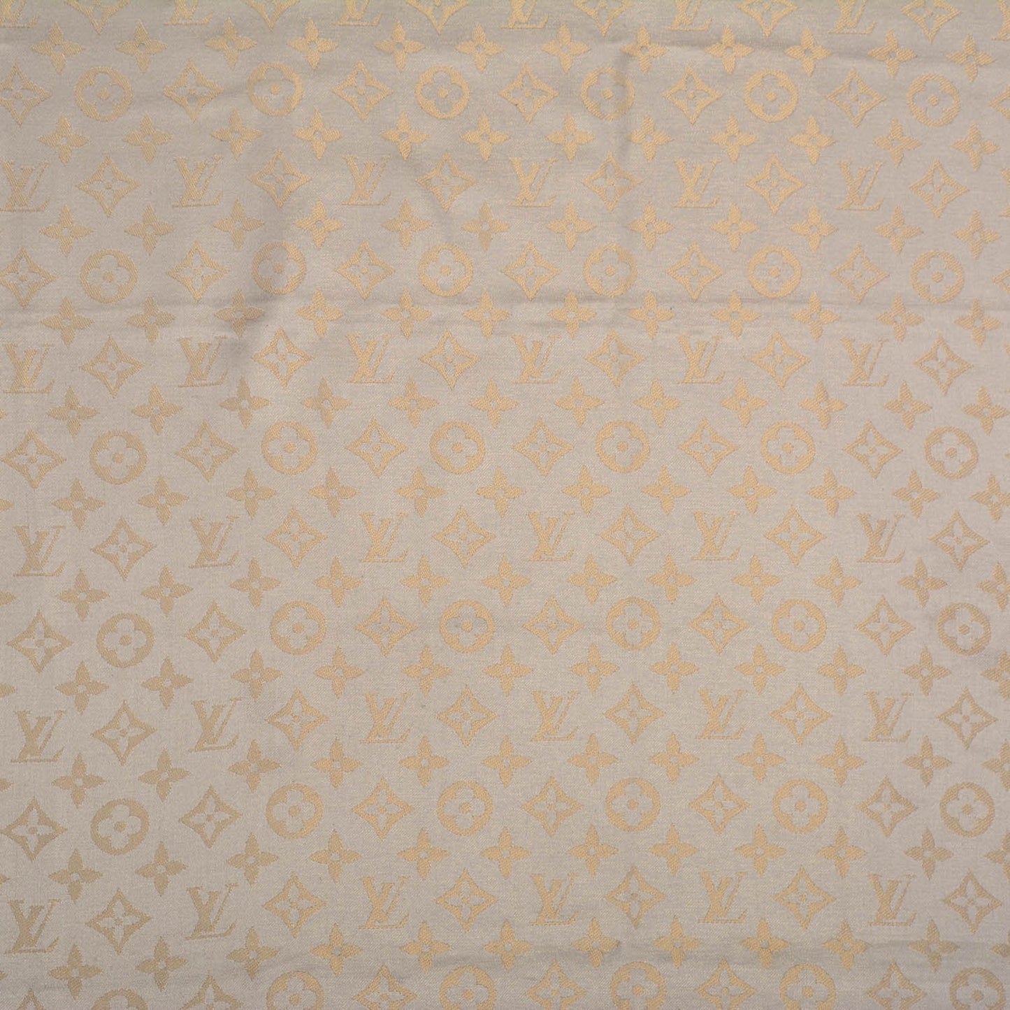 Silk Wool Monogram Shine Shawl Beige