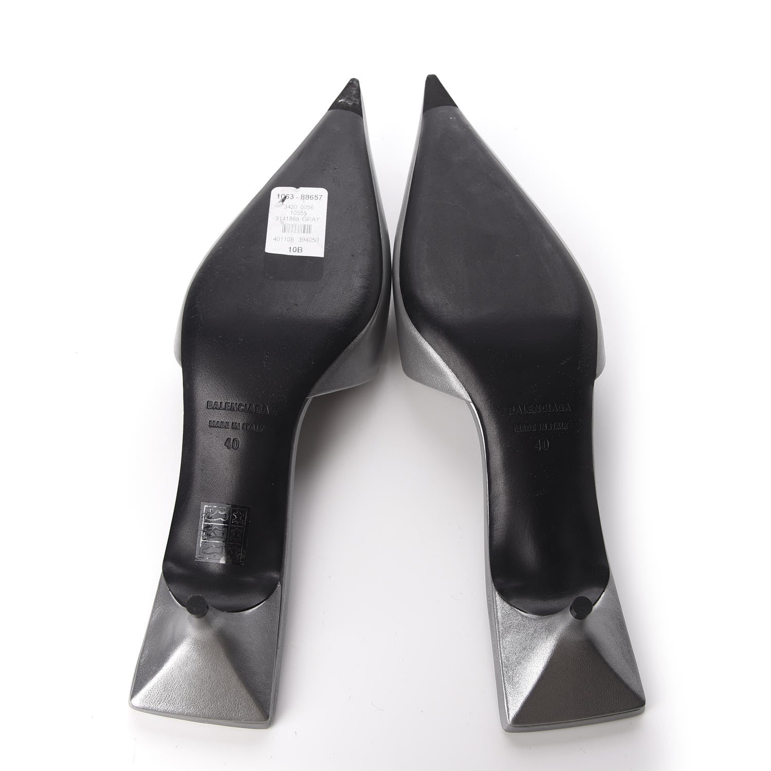 Balenciaga Calfskin BB Pointy Toe Mule 10 Gray 6 of 11