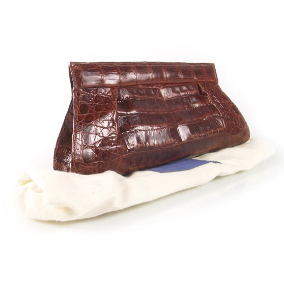 Crocodile Clutch Cognac
