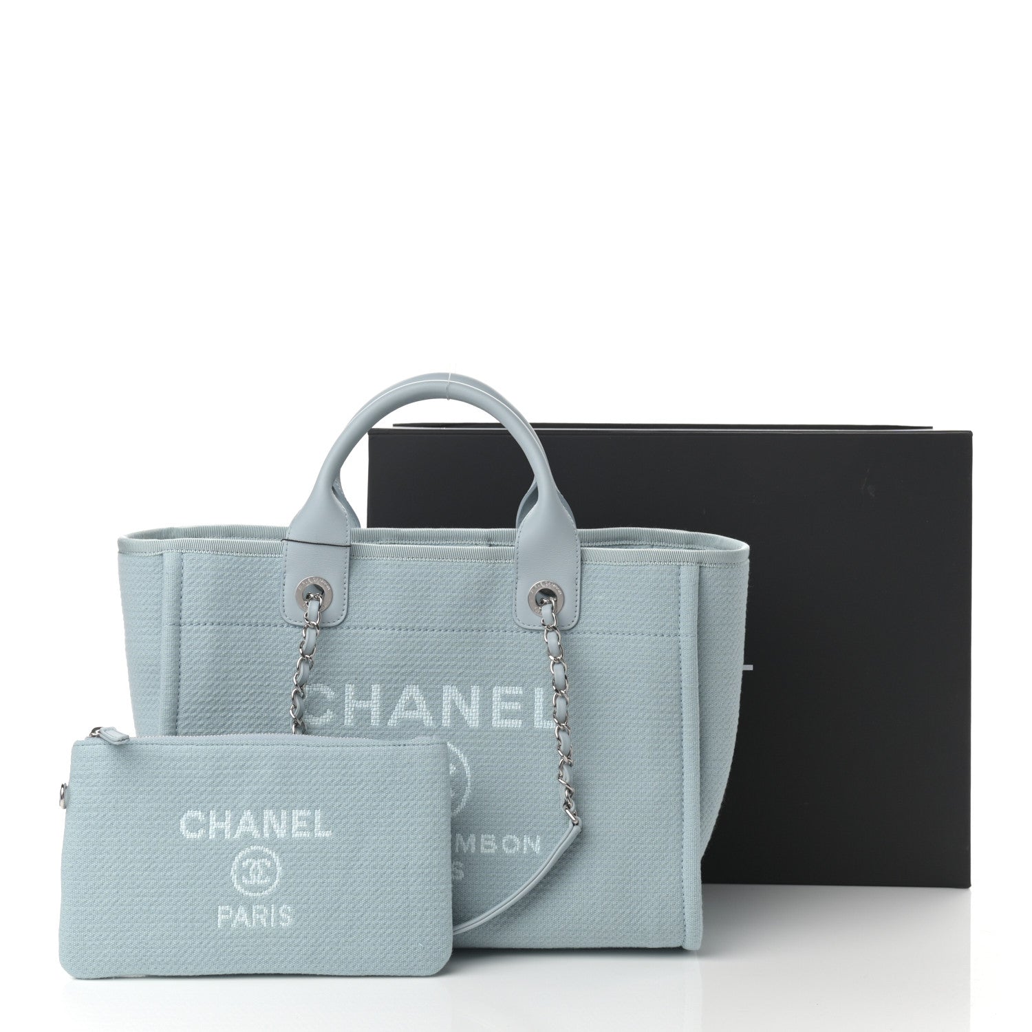 Chanel Mixed Fibers Small Deauville Tote Light Blue 11 of 11