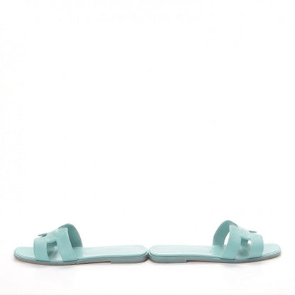 Hermes Epsom Oran Sandals 38.5 Bleu Ciel 6 of 12