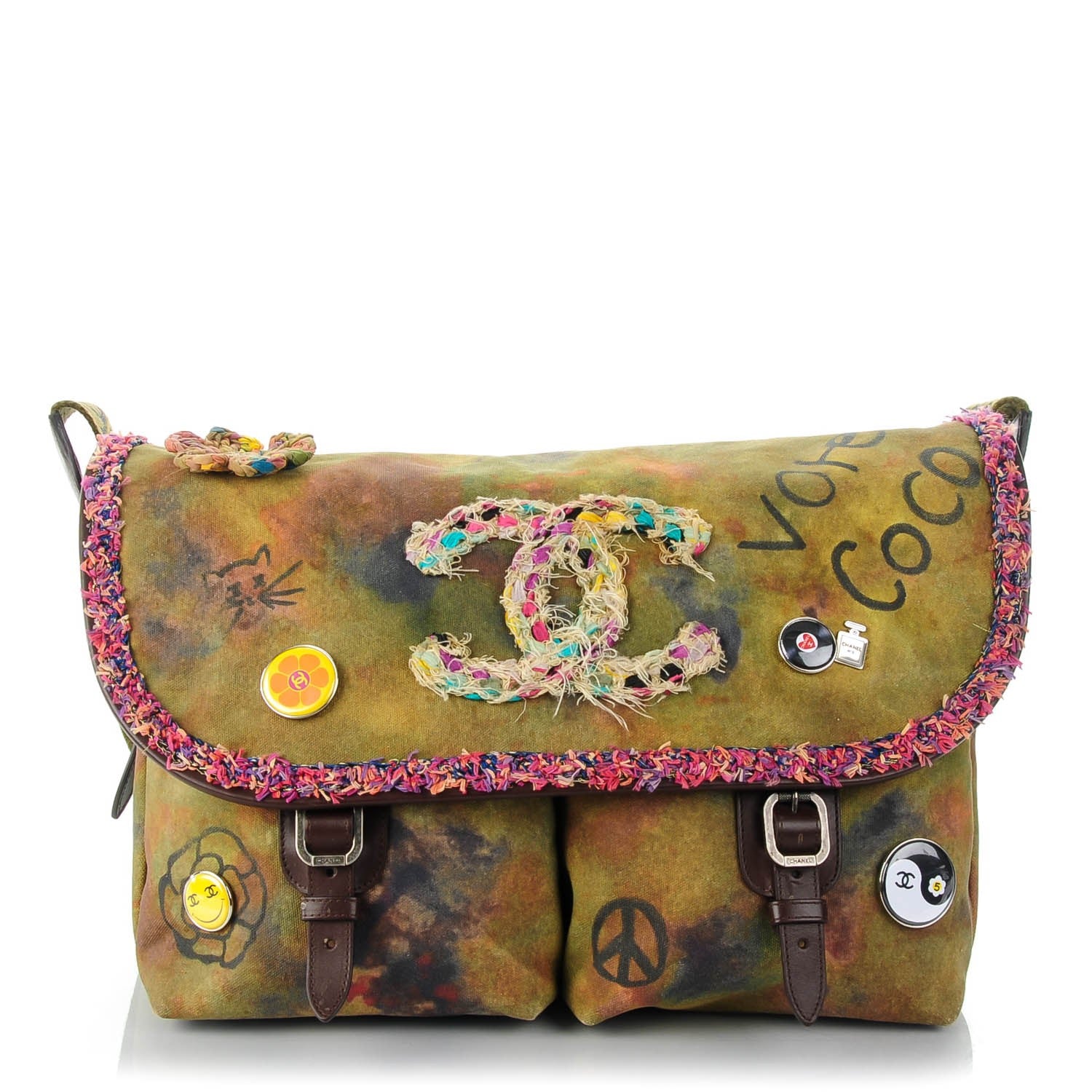 Chanel Washed Toile Large Graffiti On The Pavements Messenger Khaki Multicolor 1 of 7
