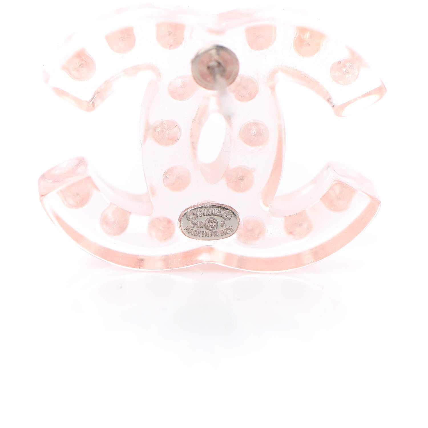 Chanel Crystal Resin CC Earrings Pink 4 of 5