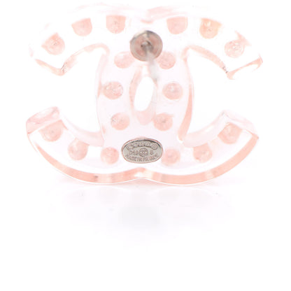 Chanel Crystal Resin CC Earrings Pink 4 of 5