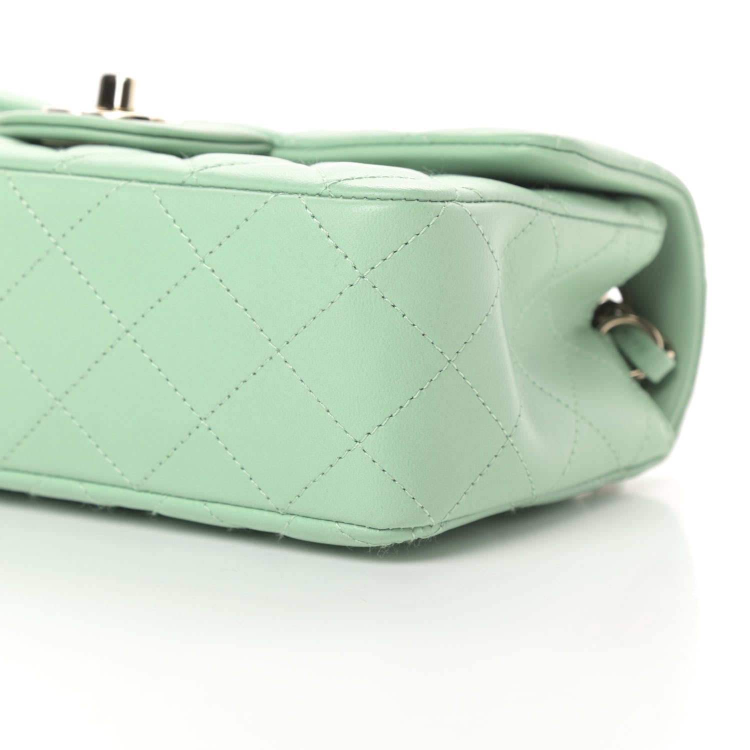 Chanel Lambskin Quilted Mini Rectangular Flap Light Green 10 of 11